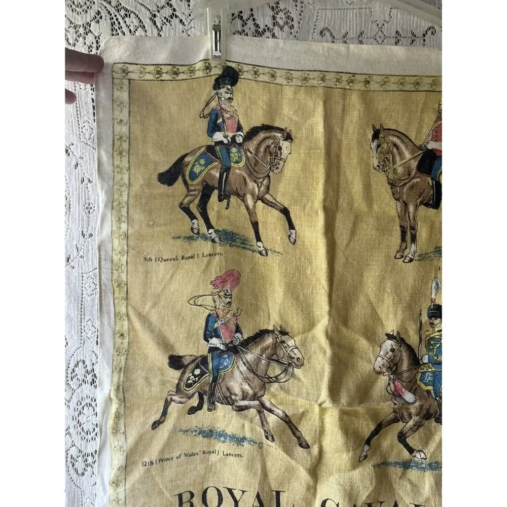 Vintage‎ Irish Cabin Linens Royal Cavalry Ireland Linen Victorian Tea Towel